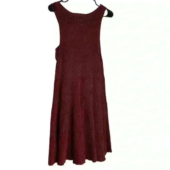 Free People maroon Waterfall Knit swing crew neck Dress with slip size Small - Picture 15 of 15